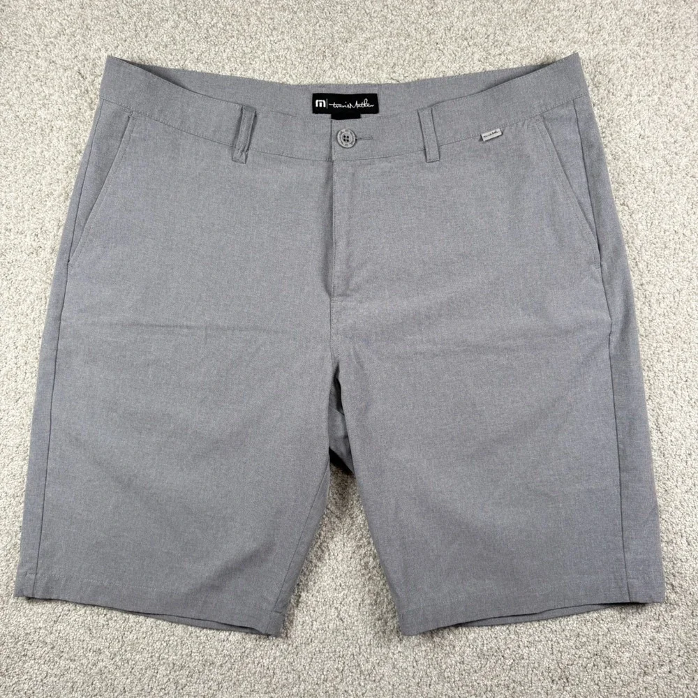 Travis Mathew Golf Shorts Mens 38 Grey Heathered‎ Stretch Flat Front Performance